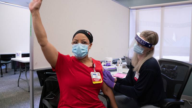 Respiratory therapist Tina Schubert became the first of UW Health’s healthcare heroes to...