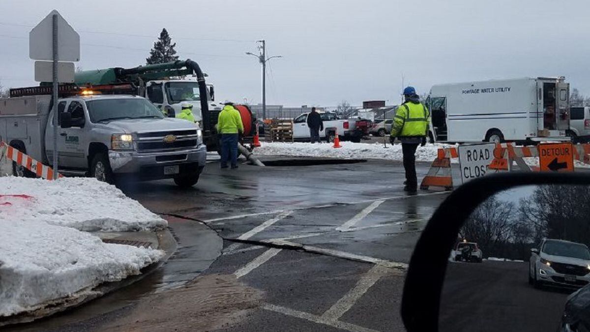 The sinkhole along East Slifer Street in Portage, Wis. (Source: Amyjane Craig)