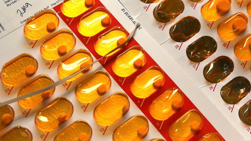FILE - This July 23, 2018 file photo shows packets of buprenorphine, a drug which helps manage...