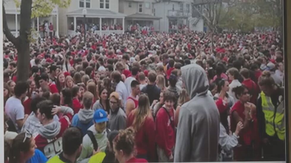 A photo of the Mifflin Street Block Party on April 29, 2023 taken by Madison Police