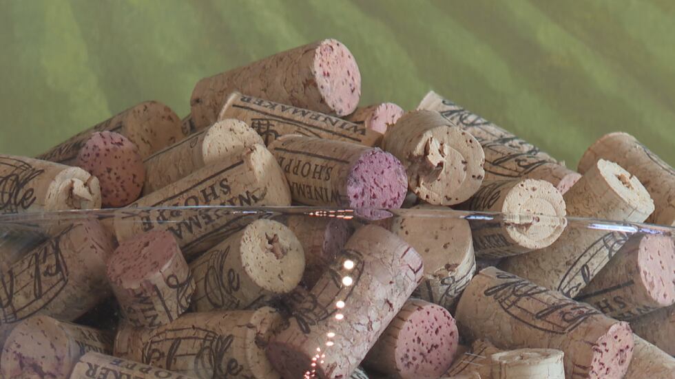 Corks from empty wine bottles at the Lil' Ole Winemaker Shoppe.