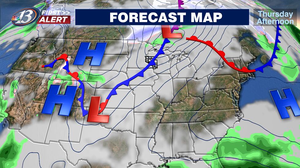 A cold front moves in as our stretch of mild weather comes to an end