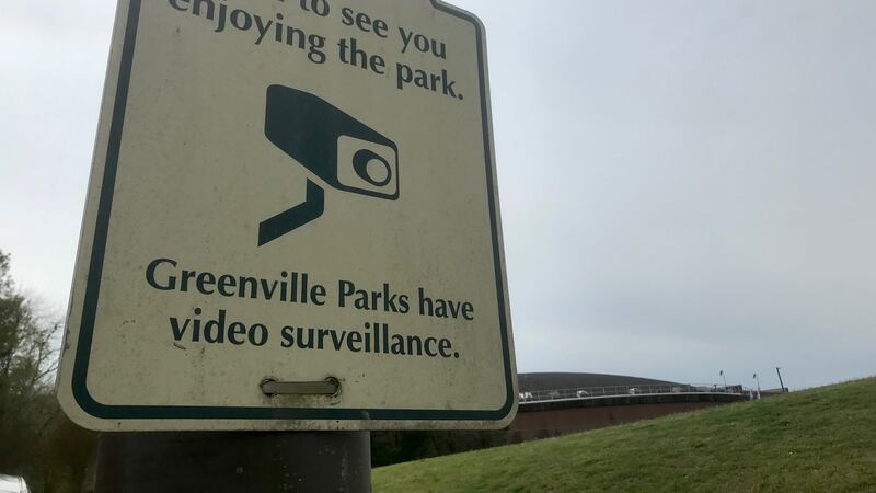A sign for video surveillance in Pelham Mill Park.