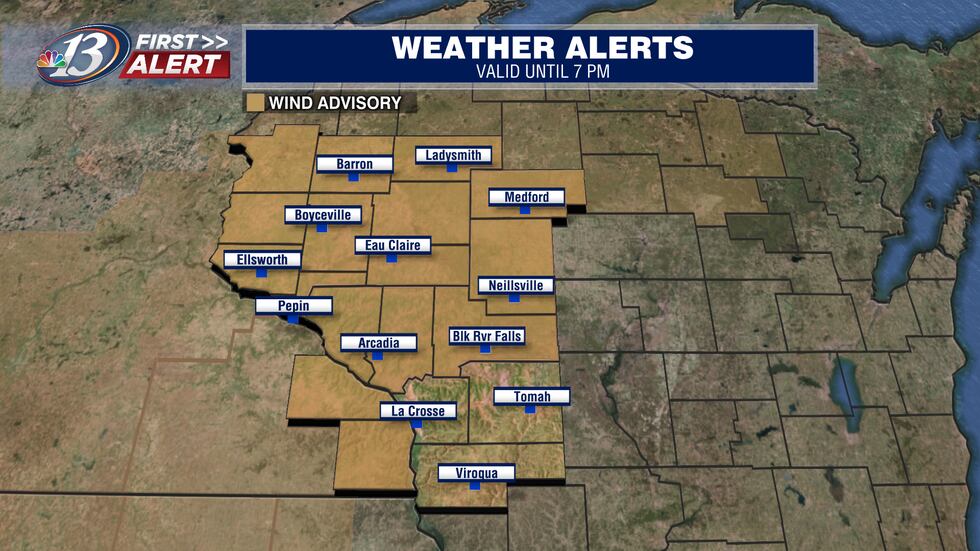 Gusty winds have prompted the NWS to issue a wind advisory for most of the viewing area.