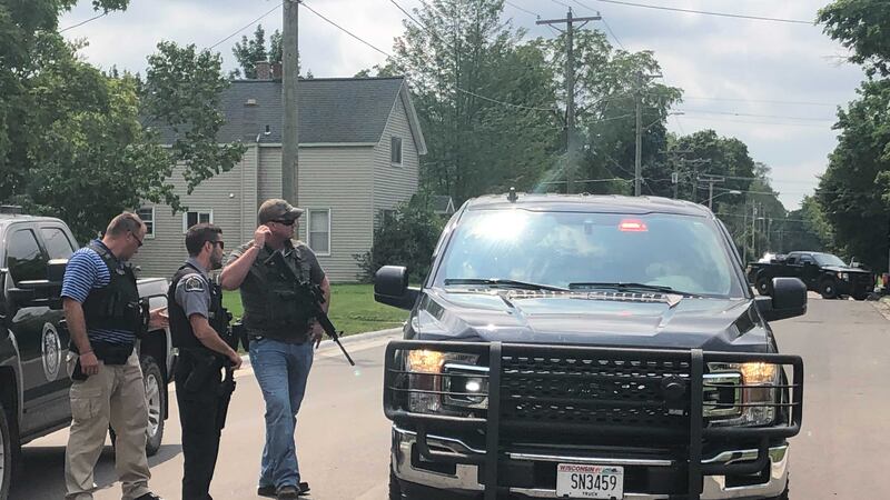 Police at the scene of an incident in Oconto Falls. Aug. 6, 2021.