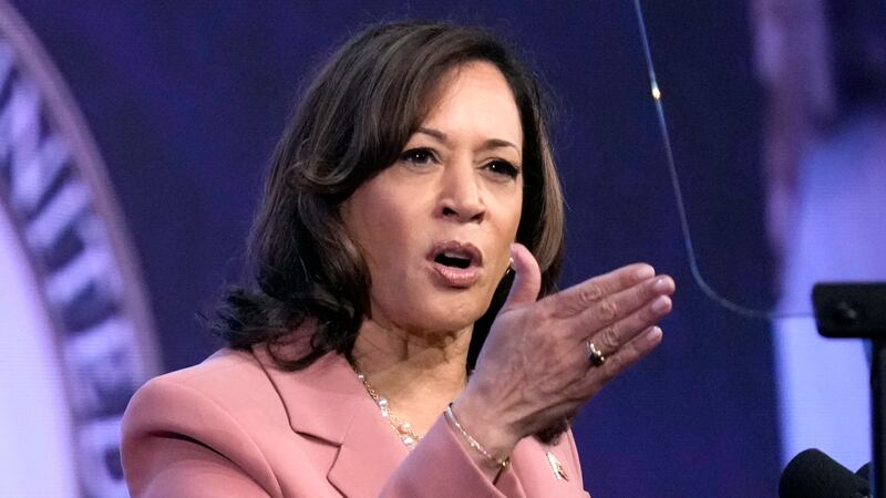 FILE - Vice President Kamala Harris speaks at the UnidosUS 2023 Annual Conference July 24,...
