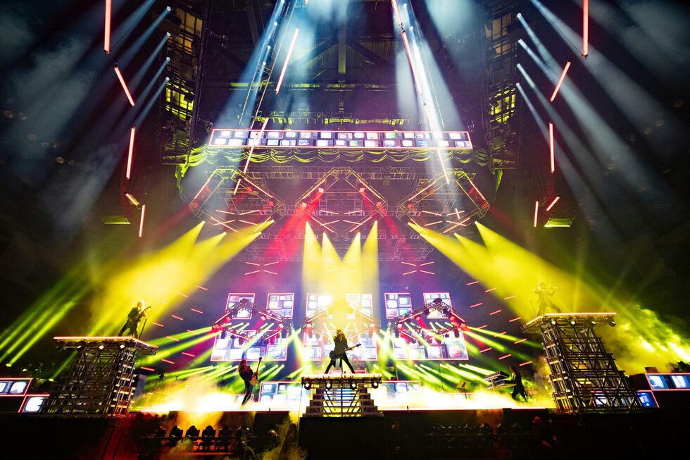 Members of Trans-Siberian Orchestra perform on Nov. 11, 2022 during a rehearsal for their 2022...