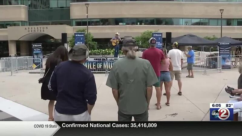 Mile of Music performance at Houdini Plaza in downtown Appleton