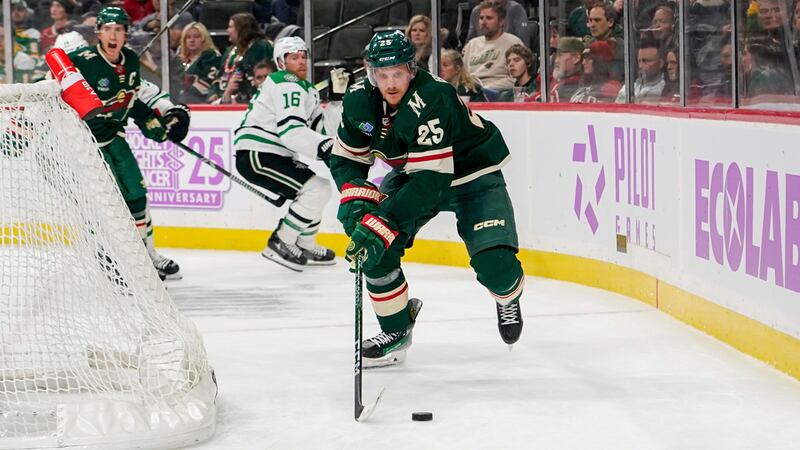 Minnesota Wild defenseman Jonas Brodin in action against the Dallas Stars during the second...