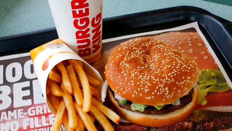 This Feb. 1, 2018, file photo shows a Burger King Whopper meal combo at a restaurant in...