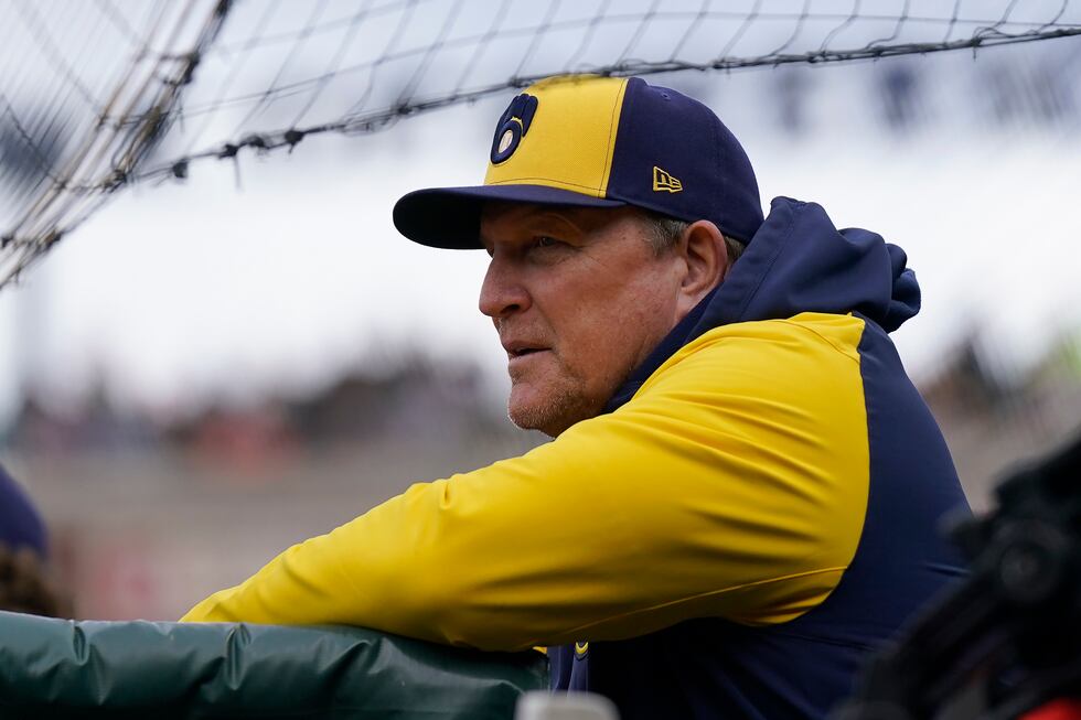 Milwaukee Brewers bench coach Pat Murphy during a baseball game against the San Francisco...