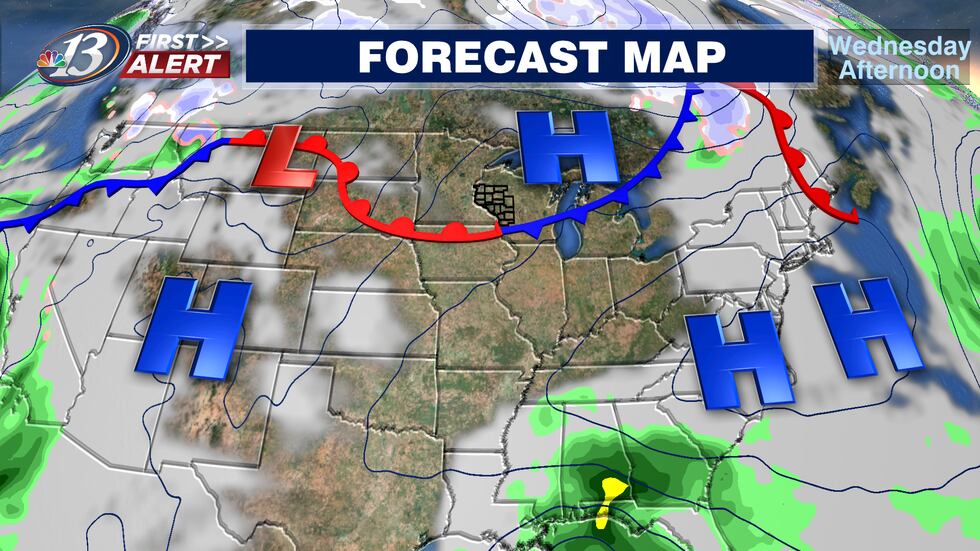 High pressure moves through Wisconsin as sunshine and mild air dominates